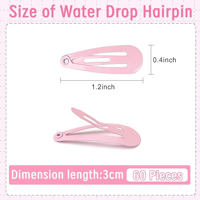 1Inch Pink Snap Hair Clips, 60Pcs Small Clips for Little Girls, Baby Infant 3cm Candy Color Hair Clips Barrettes for Toddlers Hair Accessories