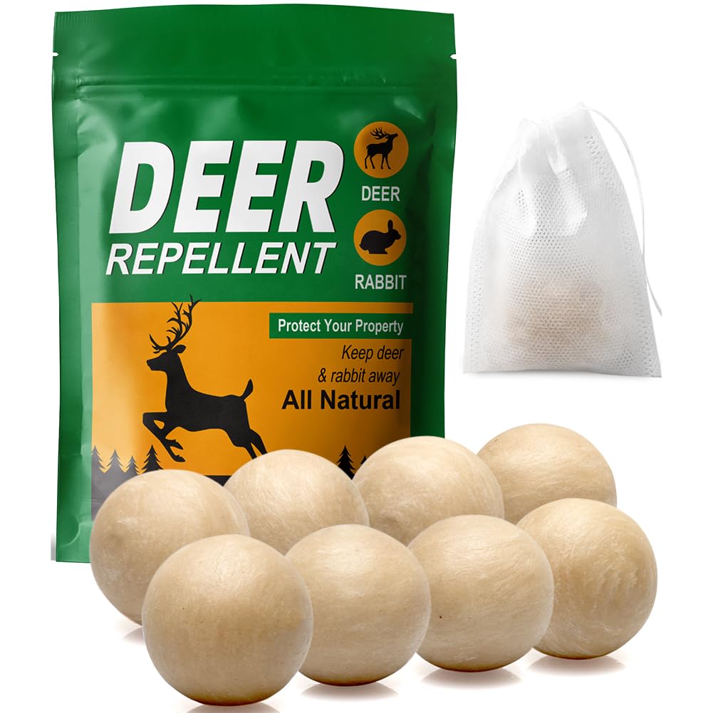 PRBSOQ Deer Repellent for Plants, Rabbit Repellent Outdoor, Deer Away Repellent for Garden, Trees and Lawn, Rabbit Repellent for Plants, Safe for People, Pets and Plants, Lasts Up to 60 Days, 8 Packs