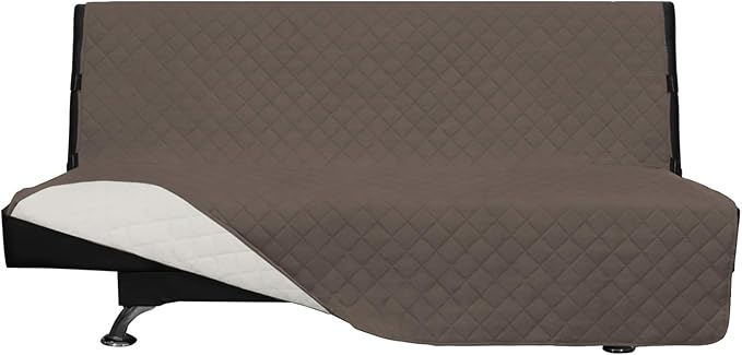 Easy-Going Futon Slipcover - Reversible Sofa Cover, Armless, Water Resistant - Protects Against Pets & Kids (Taupe/Ivory)
