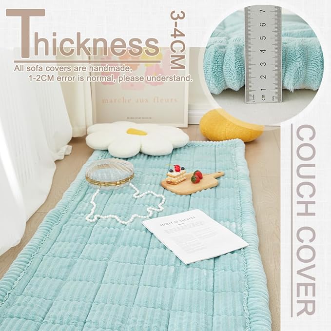 Couch Cover for Dogs Washable, Fuzzy Pet Couch Covers for 3 Cushion Sofa Pet Friendly, Non Slip Sofa Cover (Blue, 27.6" x 82.7"/70 x 210cm)