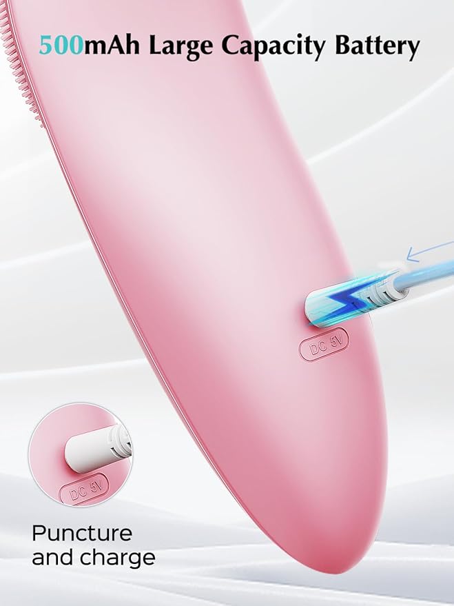 COSLUS JMY05 Facial Cleansing Brush Silicone Face Scrubber: Waterproof Rechargeable Face Wash Brush, 4 Cleansing Modes, Electric Face Exfoliator for Men Women Cleaning, Exfoliating, Massaging