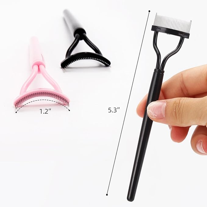 4 Pcs Eyelash Separator Tool Mascara Brushes Eyelash Comb Separator Definer Lash Comb for Combing, Separating Lashes - Pink&Black