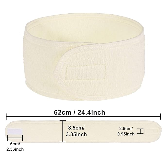 Whaline Spa Facial Headband 4 Packs Head Wrap Terry Cloth Headband Adjustable Stretch Towel for Bath, Makeup and Sport (Yellow)