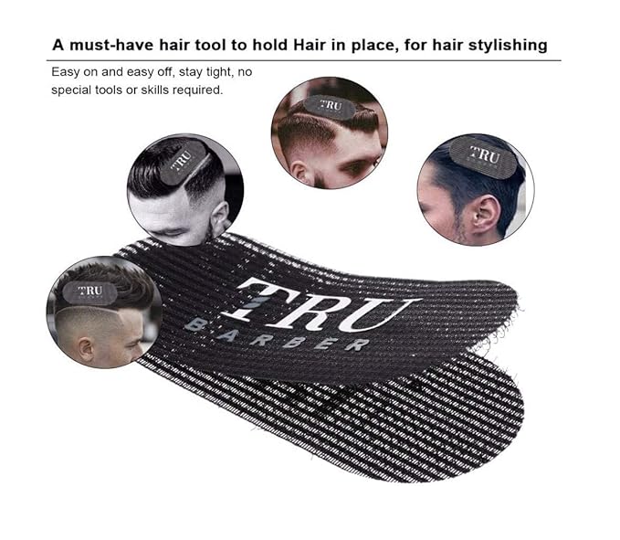 TRU BARBER HAIR GRIPPERS ® 3 COLORS BUNDLE PACK 6 PCS for Men and Women - Salon and Barber, Hair Clips for Styling, Hair holder Grips (Black/Red/Black)