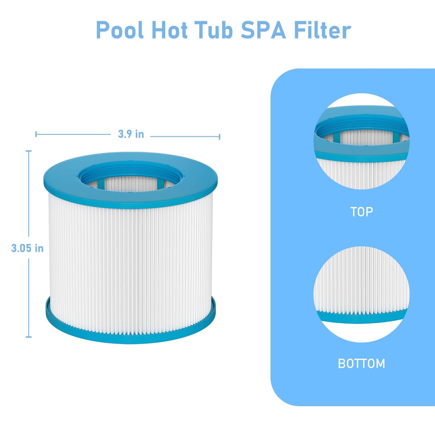 Slamate Hot Tub Filter Replacement Cartridges Compatible with All RELXTIME Hot Tub, ALEKO Hot Tub, Wejoy Hot Tub Aquaspa, Spa Filters for Hot Tub Screw On, Pack of 10