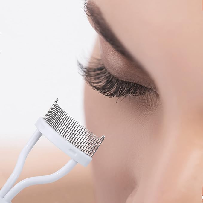 Eyelash Comb MSQ Eyelash Separator Mascara Applicator Eyelash Definer With Comb Cover Arc Designed Cosmetic Brushes Tool White (1PCS)