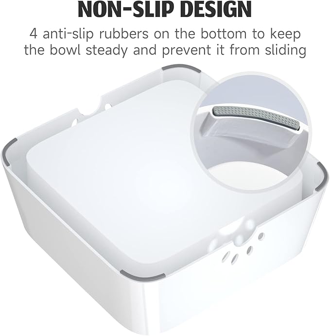 ELS PET Anti-Spill Dog Water Bowl with Floating Disk, Large Capacity, 2L/70 fl oz, Nylon Material, Dimension 10 x 10 x 3.5 in