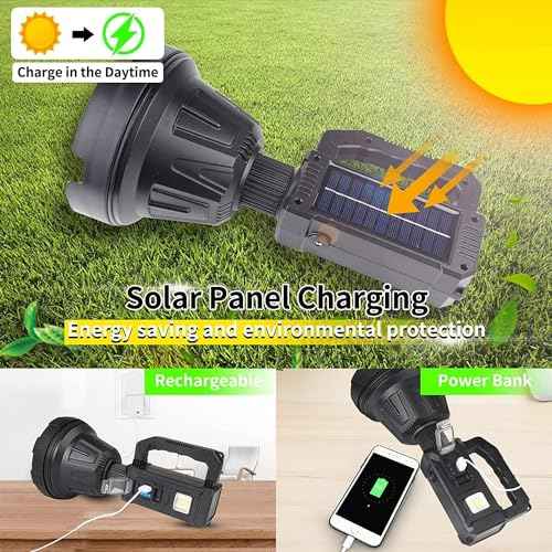 Foleto Rechargeable Spotlight Flashlights High Lumens, 2500 Lumens Super Bright LED Searchlight Flashlight IPX5 Waterproof 4 Modes Handheld Spotlight for Camping, Hiking,Fishing (XXL Large)