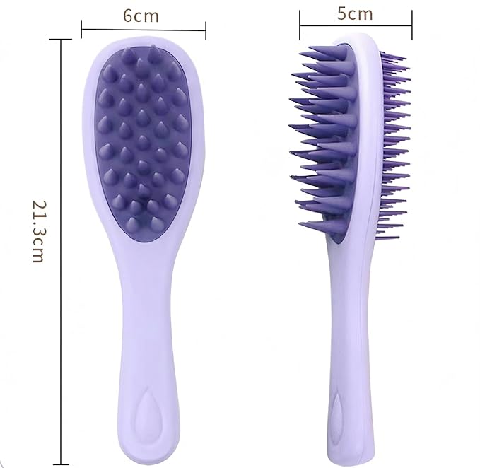 Long Handle Hair Silicone Scalp Massage Brush, 2-in-1 Double-Sided Hair Comb Shampoo Brush