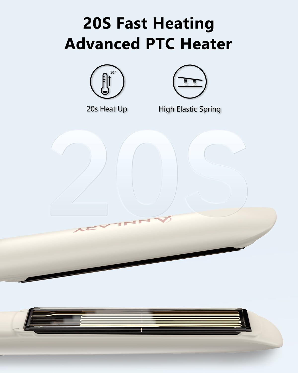 Annlary Hair Straightener 1 Inch Flat Iron and Curler 2 in 1 Titanium Ceramic Ionic Dual Voltage Straightener with Heat-Resistant Silicone, for Less Frizz, Shinier & Smoother