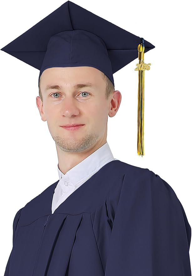 GraduatePro Matte Graduation Cap with 2026 Tassel for Adults High School and Bachelor Master 12 Colors