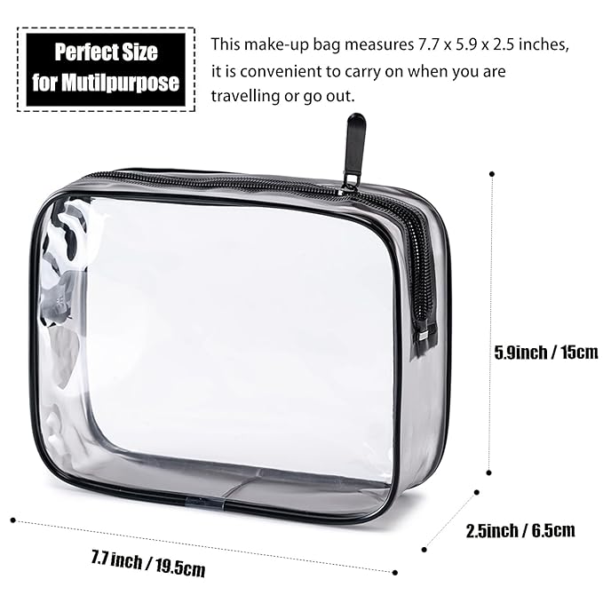 MODENGKONGJIAN TSA Approved Toiletry Bag, 3 Pcs Clear Toiletries Bags Quart Size Travel Makeup Cosmetic Bag for Women Men, Carry on Airport Airline Compliant Bag (Matte black)