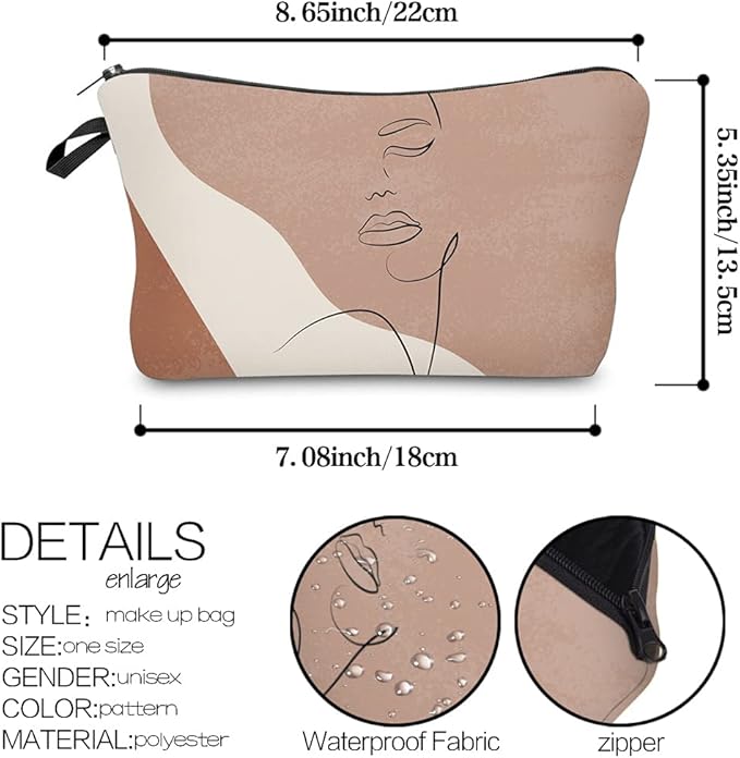 Deanfun Makeup Case Small, Cosmetic Zipper Bag Waterproof for Purse Mini, Women Cute Traveling Accessories Pouch for Ladies Thanksgiving Christmas Gifts(D2-55419)