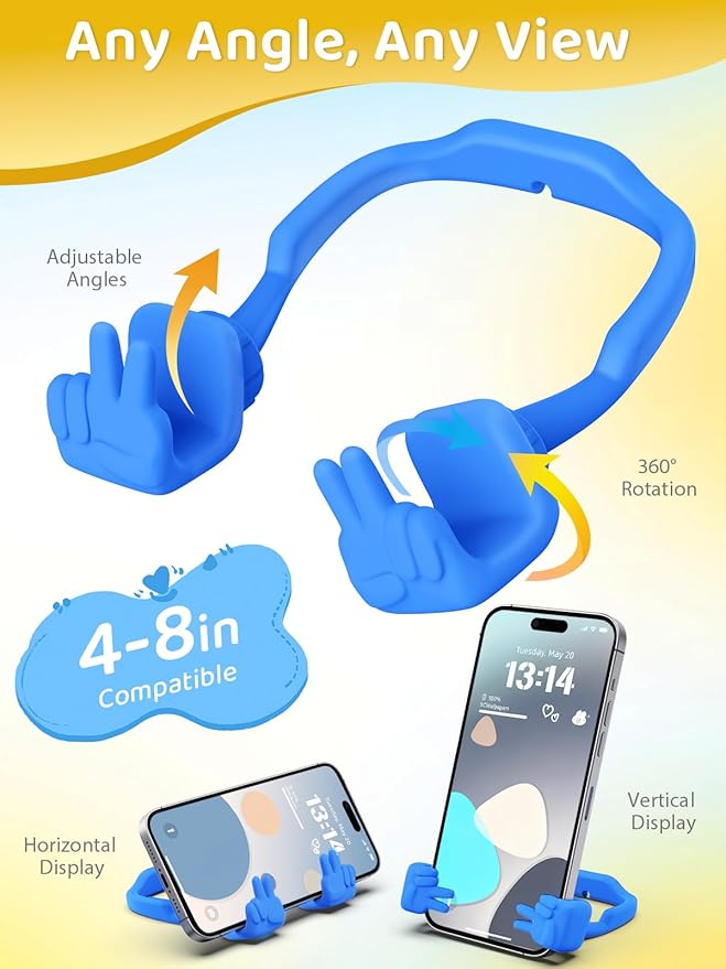 Easter Basket Stuffers Essentials for Teens Boys Girls: Cell Phone Stand Upgrade Adjustable Peace Sign Thumbs Lazy Cell Phone Holder for Desk Funny Easter Gifts for Adults Kids Men Women Teenagers