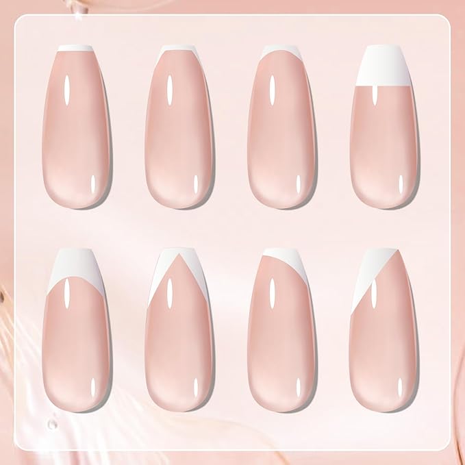 BORN PRETTY French Manicure Kit,Nail Stamper and 2Pcs Gel Nail Polish,Include Jelly Nude Light Pink White Colors for French Tip,U V Light Cure