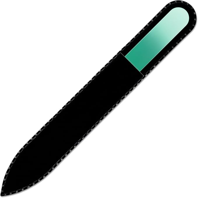 Mont Bleu Rainbow Crystal Nail File in Black Pouch - Czech Tempered Glass - Handmade in Bohemia (Czech Republic)