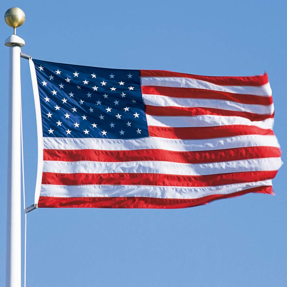 American Flag 8x12 FT Embroidered Stars, Sewn Stripes, Brass Grommets USA US Flag Polyester Long Lasting for Outdoor Use