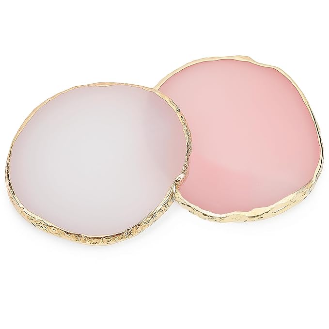 Pengxiaomei 2 Pcs Resin Pink Nail Art Palette, Nails Polish Palette Nail Art Tools Gold Edge Nails Art Display Board Easter Gifts for Women Easter Basket Stuffers