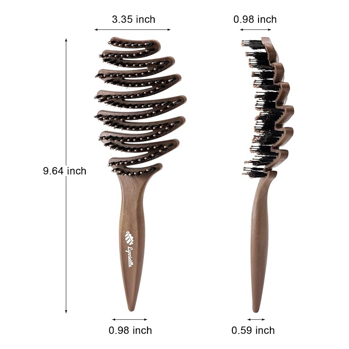 Boar Bristle Hair Brush for Fine Hair - Ultimate Smoothing Vented Detangler Wet Brush for Women, Gentle Scalp Massage, A Great Gift