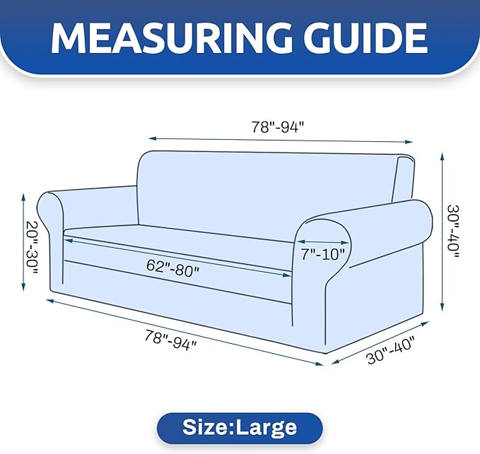 KEKUOU Stretch Sofa Cover Slipcover ，Couch Covers for 3 Cushion Couch Sofa pet Friendly (78"-94") Furniture Protector Sofa with Elastic Bottom for Kids,Dog, Jacquard Small Checked(Large,Black)