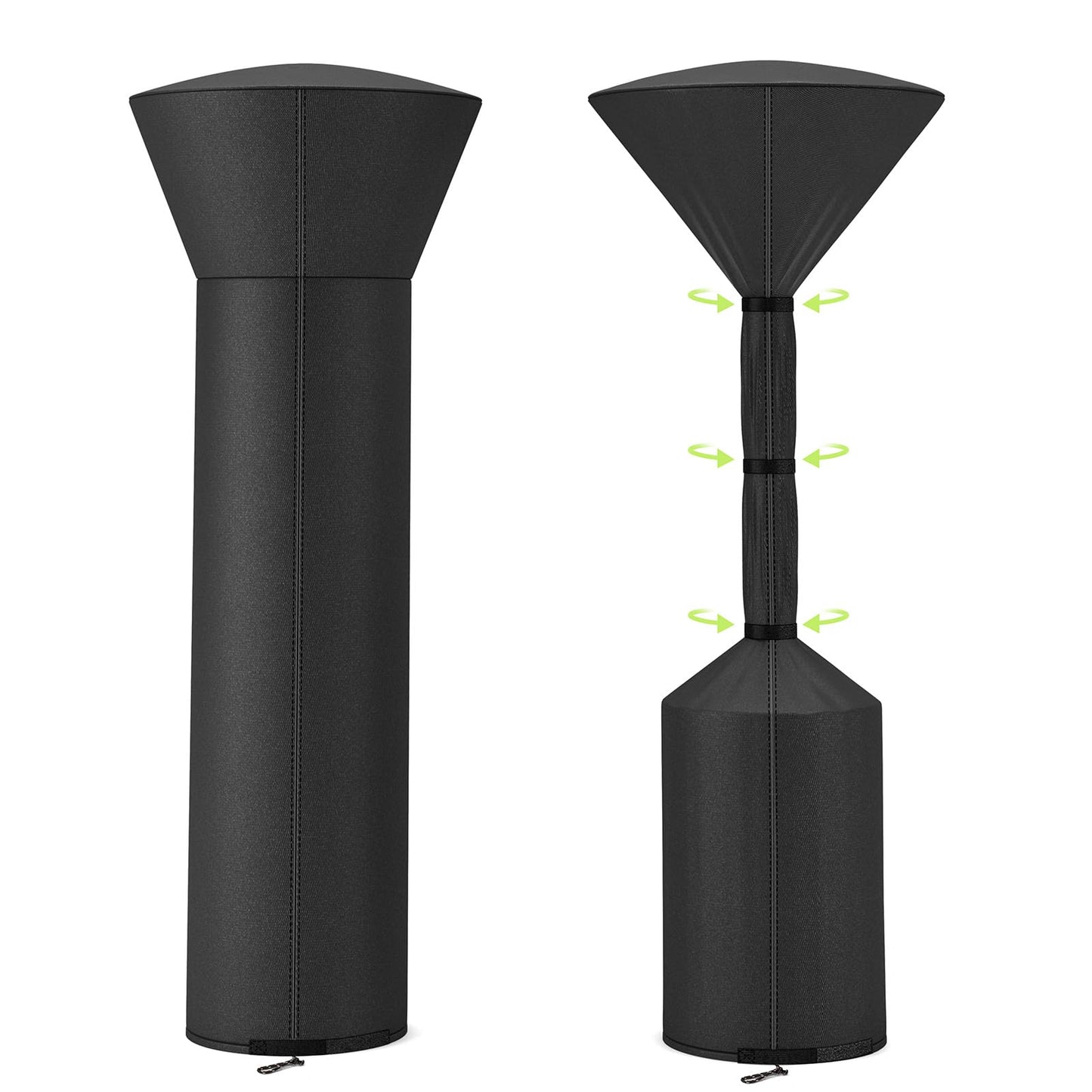 QH.HOME Patio Heater Covers, [2026 Upgraded Tear-Resistant Fabric] Waterproof with Robust Zipper,Dustproof/Wind/Sunlight/Snow-Resistant, (89"H x 33"D x 19"B ,Black)