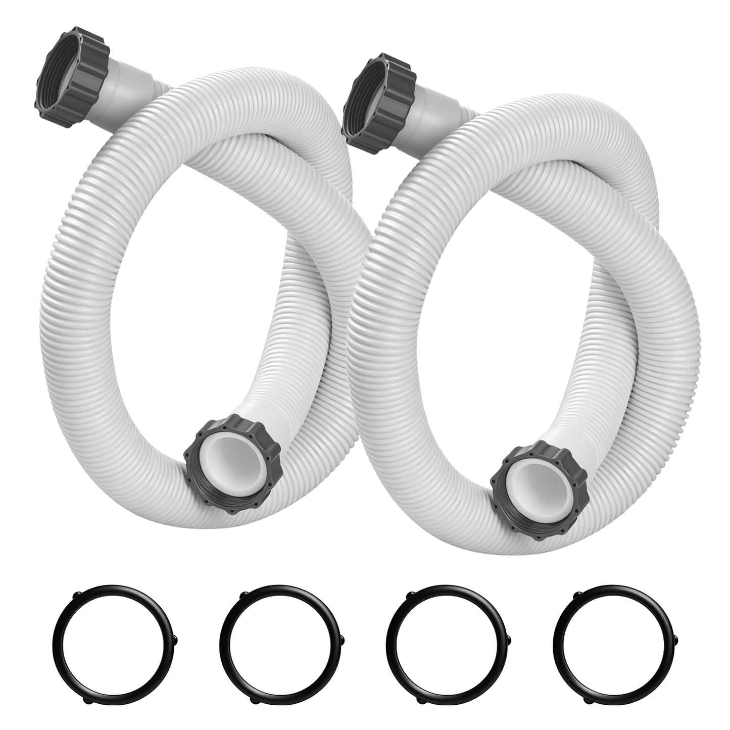 XwaYexa 1.5" Above Ground Pool Hose, 59" Long 29060E Pool Filter Hose Pool Pump Hose Replacement,for Coleman Intex Sand Filters and Saltwater Systems with 1500-2500 GPH Pumps, 2Pcs