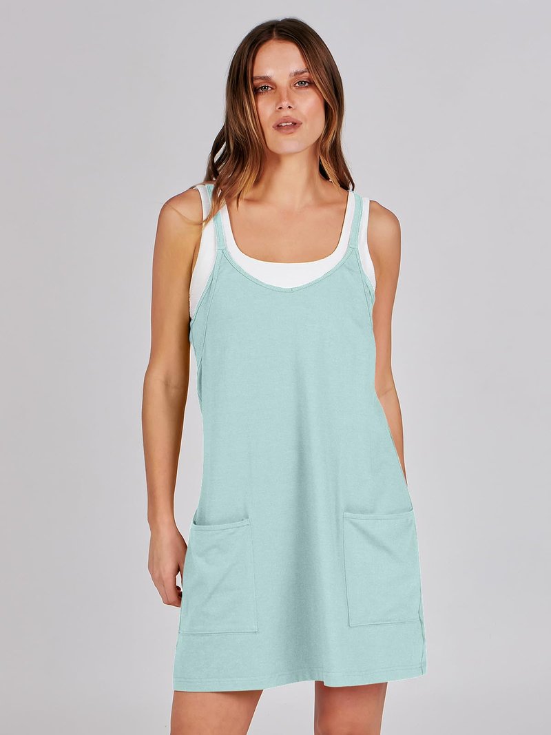 ANRABESS Women Athletic Dress Summer Tennis Workout Active Sports Mini Romper Dress Built in Shorts Travel Vacation Clothes Mint Green Small