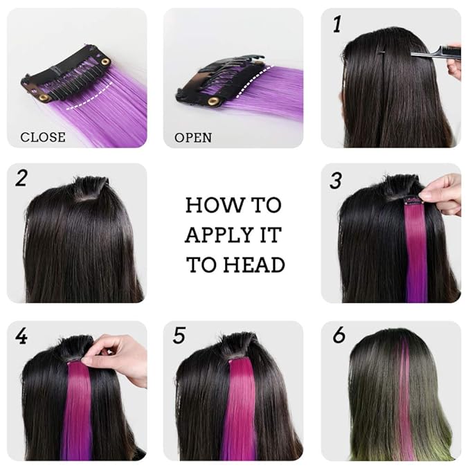 Colored Clip in Hair Extensions 20Inch Straight Syntactic Pink Color Hairpiece Rainbow Party Highlights for Women 16Pcs (Pink Ã¢ÂÂ¡)