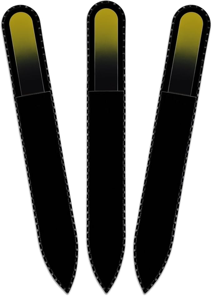 Mont Bleu Rainbow Glass Nail File in Black Pouch - Czech Tempered Glass - Handmade in Bohemia-Czech Republic - Excellent Nail Filing Tools