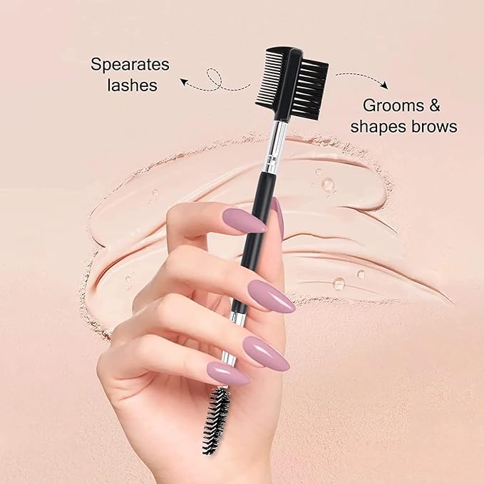 3pcs 3 Head Eyebrow Eyelash Shaper Eyelash Comb Double Head Brush Makeup Grooming Tool Cosmetic with 3 Different Spoolie Brushes for Separating Lashes, Eliminating Mascara Clumps, Grooming Brows