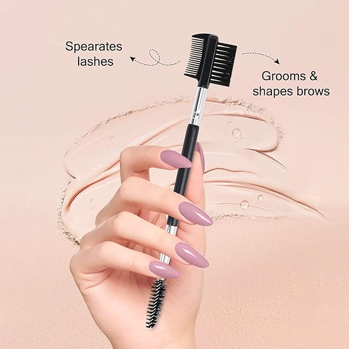 2pcs 3 Head Eyebrow Eyelash Shaper Eyelash Comb Double Head Brush Makeup Grooming Tool Cosmetic with 3 Different Spoolie Brushes for Separating Lashes, Eliminating Mascara Clumps, Grooming Brows