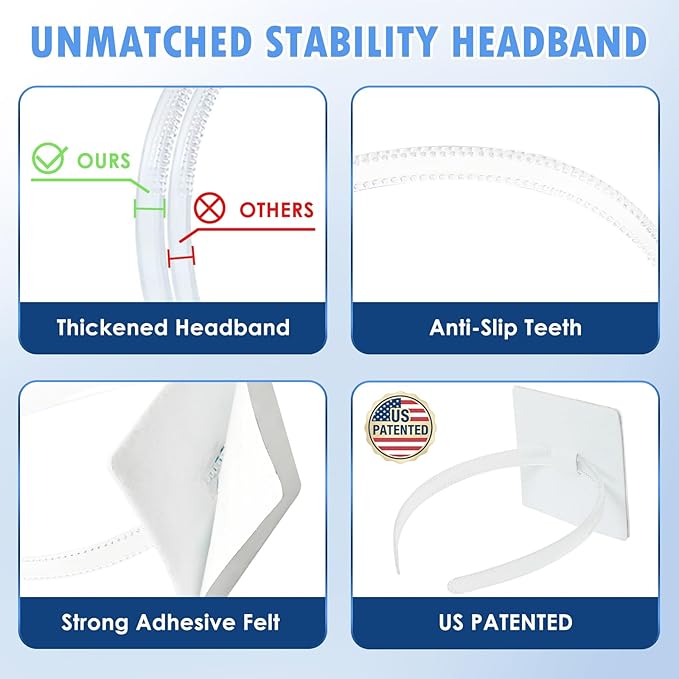 PUNCHMAN 2 Pack Graduation Cap Headband - Invisible All-Day Comfort Grad Cap Headband Insert - Secure Grad Hat Holder for Curly/Thick Hair - Anti-Slip Removable Graduation Hair Accessories,Clear