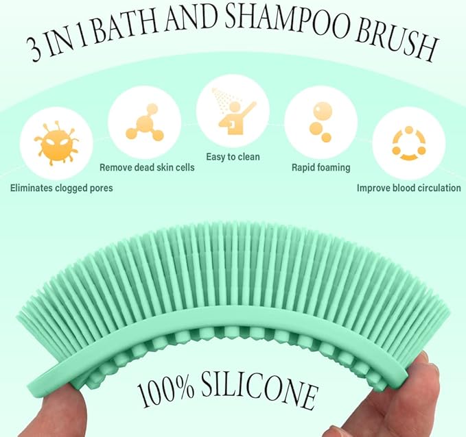 3 Pack Silicone Body Scrubber, Soft Silicone Loofah, Exfoliating Body Scrubber Fit for Sensitive and All Kinds of Skin, Rapid Foaming, Clean and Sanitary