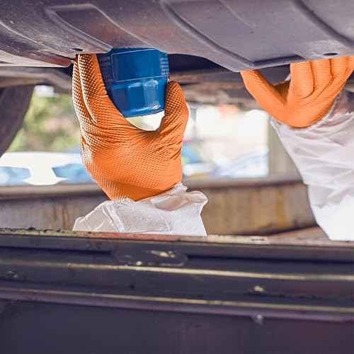 Ansell Microflex 93-256 Mega Texture Grip Extra Durable Nitrile Disposable Gloves, 6.3 mil - XL (9.5-10.0), Orange (Box of 100)