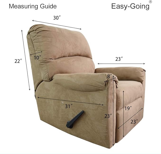 Easy-Going Recliner Stretch Sofa Slipcover Sofa Cover 4-Pieces Furniture Protector Couch Soft with Elastic Bottom Spandex Jacquard Fabric Small Checks(Recliner,Coffee) Large