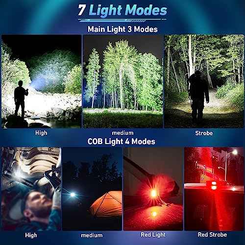 Rechargeable LED Flashlights High Lumen,99,000 Lumens Super Bright Flashlight,Powerful Flash Light 7 Modes with COB Work Light IPX7 Waterproof for Outdoor Emergency Camping Hiking¡¦