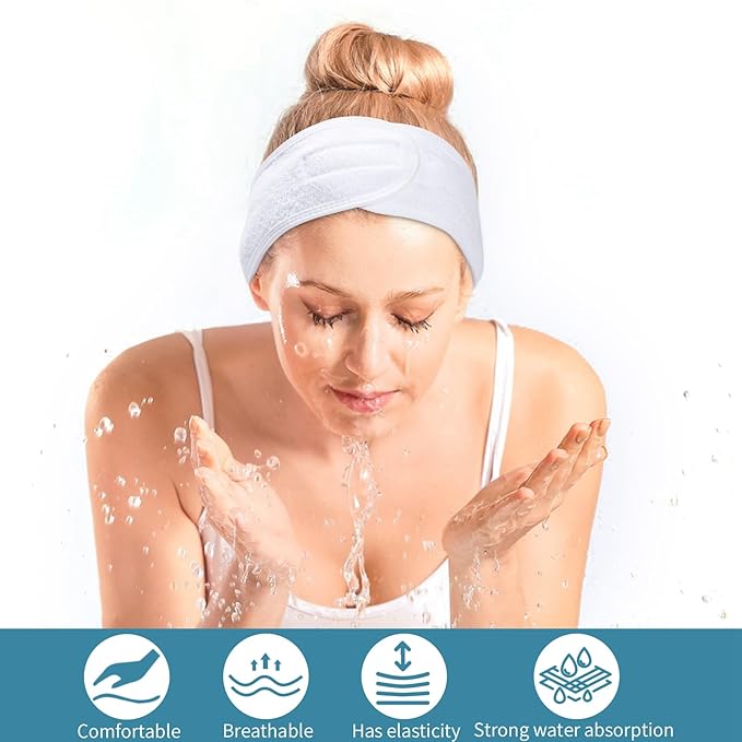 obeoby 4 Pack Facial Headbands for Women, Adjustable Spa Headband for Washing Face Shower Yoga Stocking Stuffers Gifts