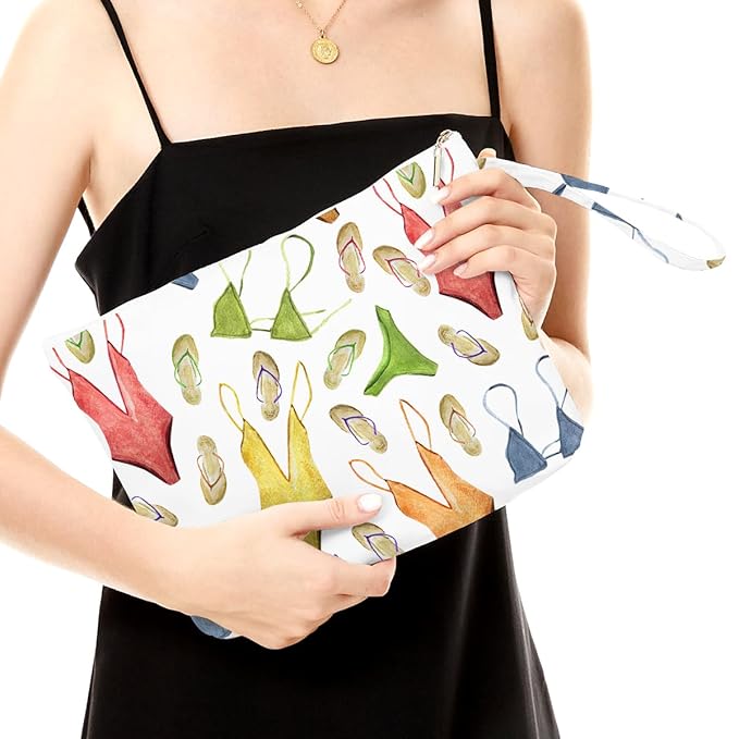Fokongna Travel Makeup Bag - Wet Dry Bag for Swimsuit, Beach Pool Diapers, Dirty Yoga Gym Clothes - Zipper Pouch for Women, Sister, Friends - Ocean Sea Shells Beach Starfish
