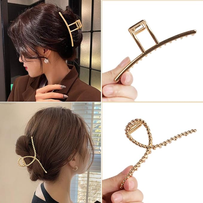 ANBALA Gold Hair Clips, Metal Large Claw Clips for Thick Hair Big Jaw Clips for Hair, Butterfly Hair Clips Hair Accessories for Women