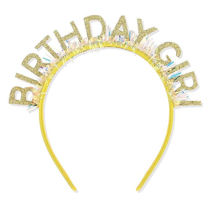 CIEHER Gold Birthday Girl Headband Birthday Crown for Women Girls