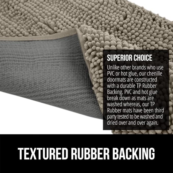 GORILLA GRIP SoakSTOPPER Dog Door Mat, 30x20 Machine Washable Rug Absorbent Doormat Captures Moisture Mud Dirt, Quick Dry Soft Chenille Entryway Rugs Indoor Entrance Mats for Dog Paws, Cappuccino
