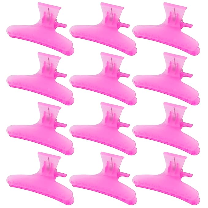 Ondder Rose Red Butterfly Hair Claws Clamps for Sectioning, Coloring, and Styling - Pro Salon Hair Accessories for Women, Girls, Men