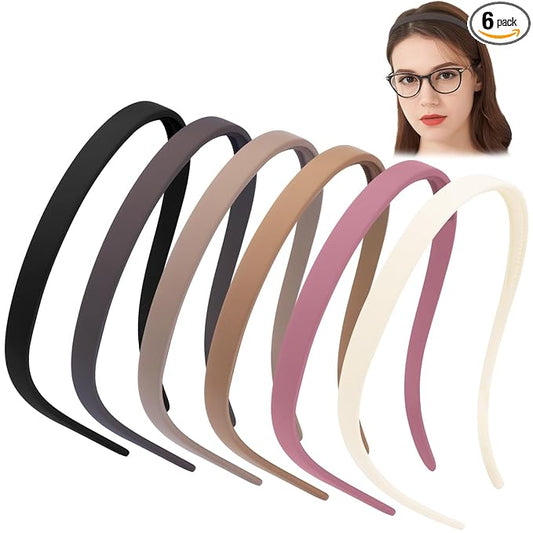 TOBATOBA Headbands for Glasses Wearers - No Pressure, No Headache - Non Slip Square Headbands for Women & Girls, 6 Pcs