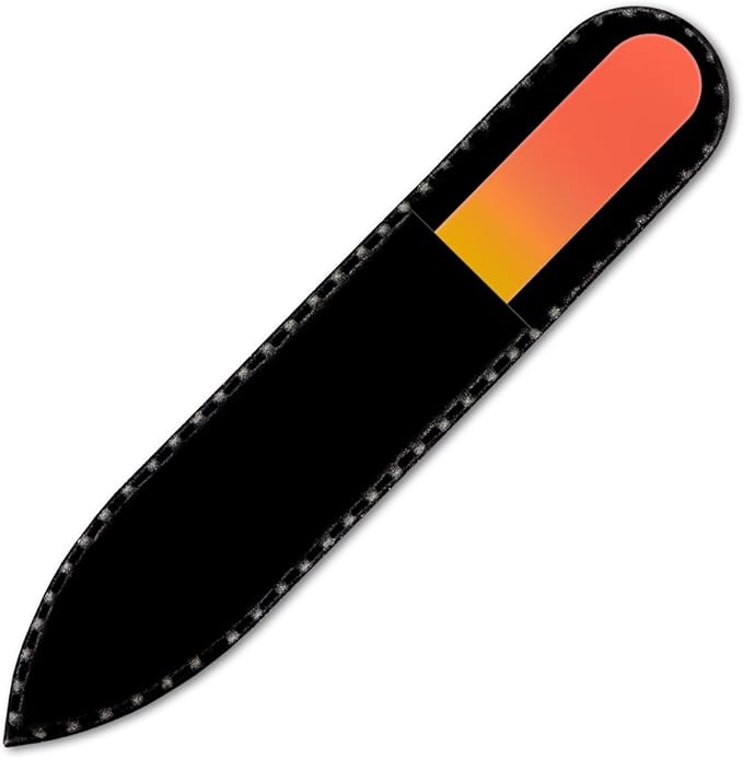 Mont Bleu Rainbow Crystal Nail File in Black Pouch - Small/Purse Size - Czech Tempered Glass - Handmade in Bohemia (Czech Republic)