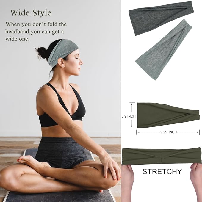 YONUF Fashion Headbands For Women Wide Headband Yoga Workout Head Bands Hair Accessories Band 6 Pack