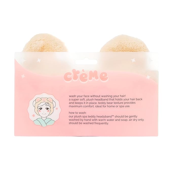 The Crème Shop Boba Bears 3D Teddy Headyband | Spa Headband | Headband for Washing Face | Skincare Headbands | Headbands for Women (Milk Tea Cloud)