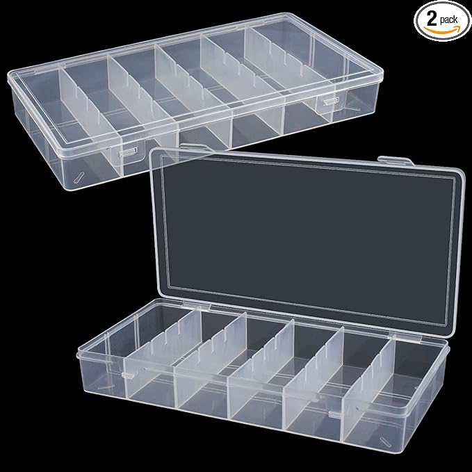 clear visible plastic storage box cosmetic tools storage box makeup tools fishing tackle accessory box organizer jewelry screws hardware accessories organizer box (2Pack)