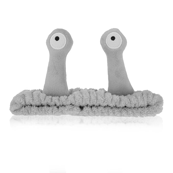 Snail Headband for Face Washing, Spa Makeup, Sports - Cute Coral Fleece Elastic Headband with Creative Hair Accessories