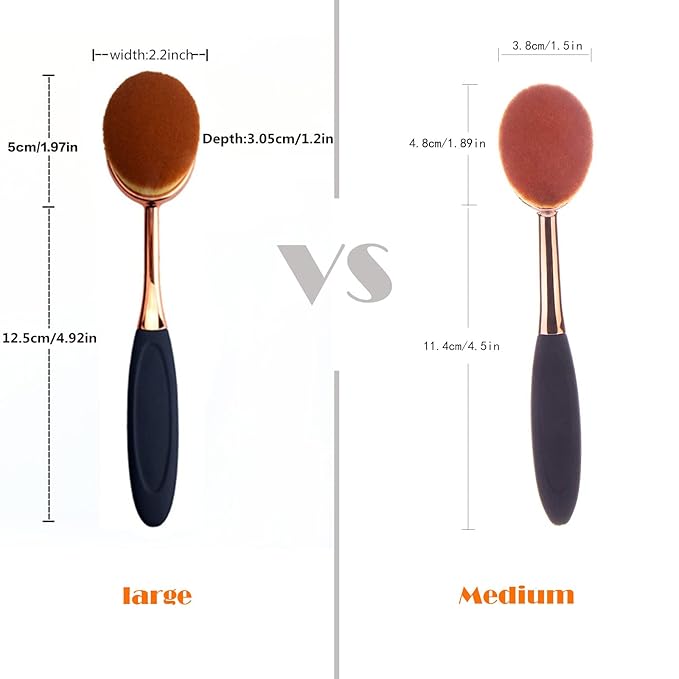 Yoseng Oval Foundation Brush Second Largest Toothbrush Makeup Brushes Fast Flawless Application Liquid Cream Powder Foundation Sunscreen(Medium)