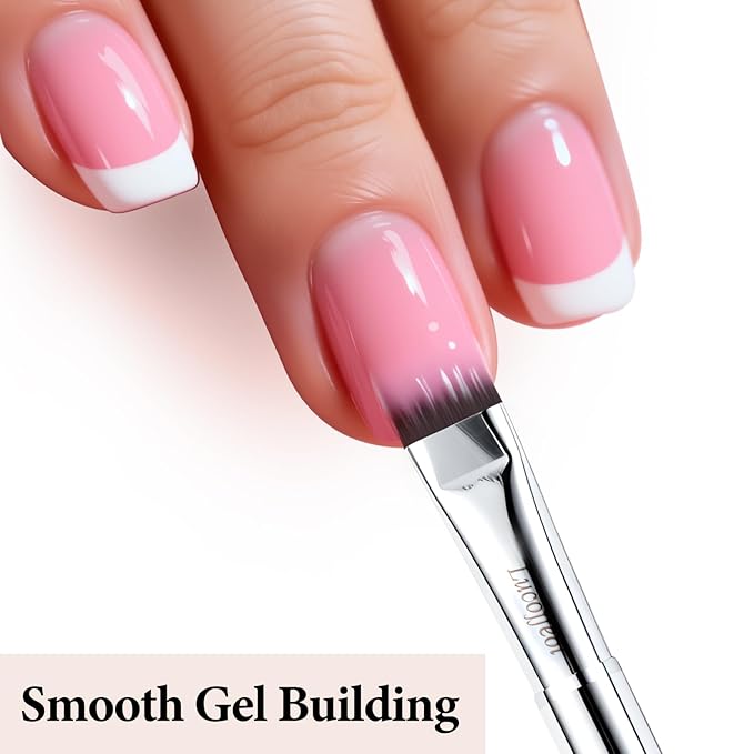 Nail Art Brush,2-in-1 French Tip and Cuticle Cleanup Brush for Gel Polish,Professional Nail Tool with Wooden Handle（French F18）